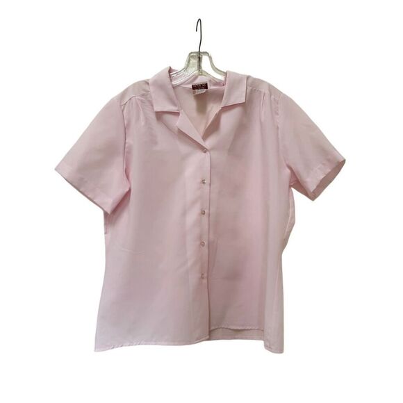 Classic Fashions women’s M vintage pastel baby pink button up blouse retro waitr - Picture 2 of 6